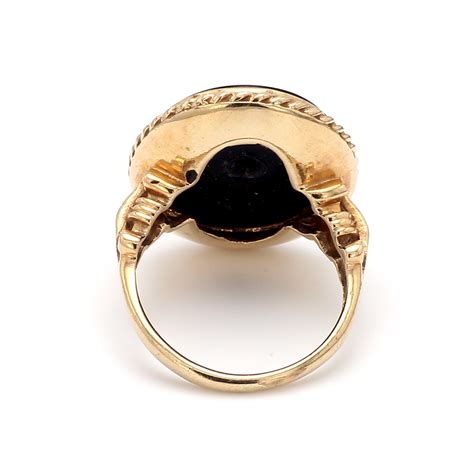 black onyx oval ring faceted yellow gold chr dior vintage|Vintage Oval Black Onyx Ring .